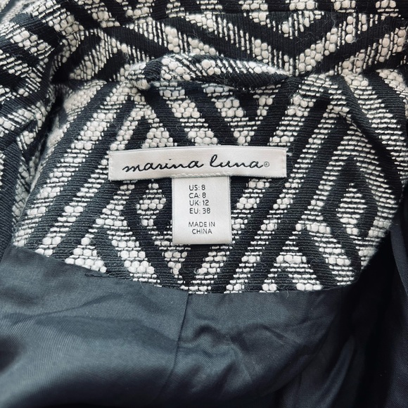 MARINA LUNA Modern Abstract Blazer Size 8 - Picture 5 of 6